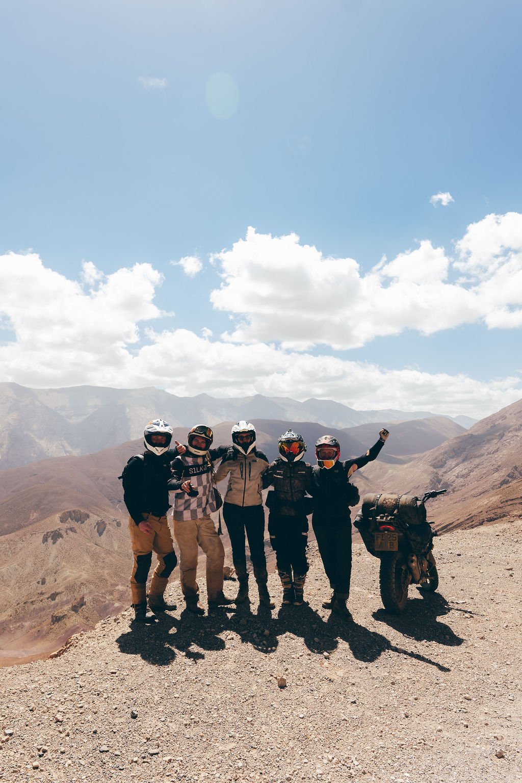 Riders enjoying an accessible Scrambler tour in Morocco